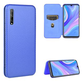 For Huawei Y8p / Enjoy 10S Carbon Fiber Texture Horizontal Flip TPU + PC + PU Leather Case with Card Slot(Blue)