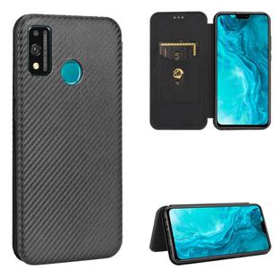 For Huawei Honor 9X Lite Carbon Fiber Texture Horizontal Flip TPU + PC + PU Leather Case with Card Slot(Black)