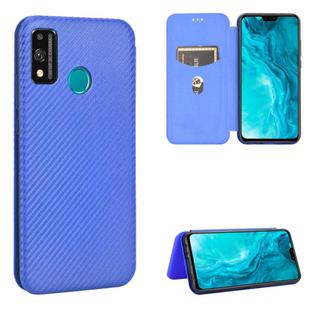 For Huawei Honor 9X Lite Carbon Fiber Texture Horizontal Flip TPU + PC + PU Leather Case with Card Slot(Blue)