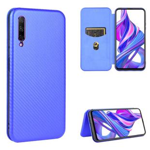 For Huawei Honor 9X Pro Carbon Fiber Texture Horizontal Flip TPU + PC + PU Leather Case with Card Slot(Blue)