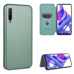 For Huawei Honor 9X Pro Carbon Fiber Texture Horizontal Flip TPU + PC + PU Leather Case with Card Slot(Green)