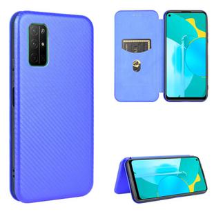 For Huawei Honor View30 Carbon Fiber Texture Horizontal Flip TPU + PC + PU Leather Case with Card Slot(Blue)