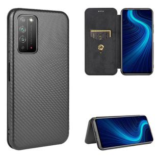 For Huawei Honor X10 5G Carbon Fiber Texture Horizontal Flip TPU + PC + PU Leather Case with Card Slot(Black)