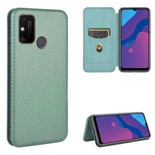 For Huawei Honor Play 9A Carbon Fiber Texture Horizontal Flip TPU + PC + PU Leather Case with Card Slot(Green)