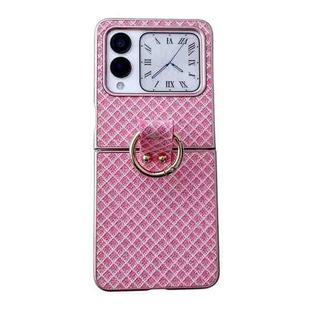 For Huawei nova Flip Sparkling Diamond Rhombus PC Phone Case with Ring(Pink)