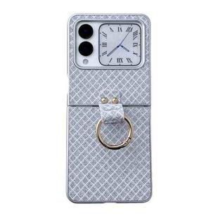 For Huawei nova Flip Sparkling Diamond Rhombus PC Phone Case with Ring(Silver)