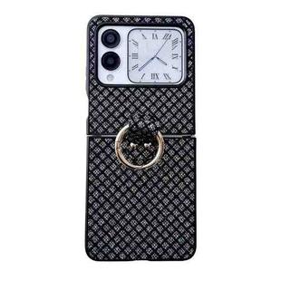 For Huawei nova Flip Sparkling Diamond Rhombus PC Phone Case with Ring(Black)