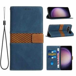 For iPhone 17 Air Grid Stitching Leather Phone Case with Lanyard(Blue)