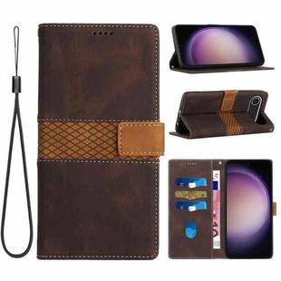 For iPhone 17 Air Grid Stitching Leather Phone Case with Lanyard(Brown)