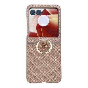 For Motorola Razr 50 Sparkling Diamond Rhombus PC Phone Case with Ring(Gold)