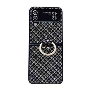 For Samsung Galaxy Z Flip4 5G Sparkling Diamond Rhombus PC Phone Case with Ring(Black)