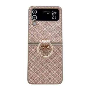 For Samsung Galaxy Z Flip4 5G Sparkling Diamond Rhombus PC Phone Case with Ring(Gold)