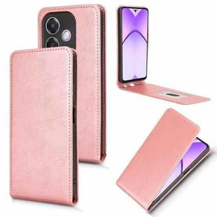 For OPPO A3X 5G India / A3X 4G Global Magnetic Vertical Flip Leather Phone Case(Rose Gold)