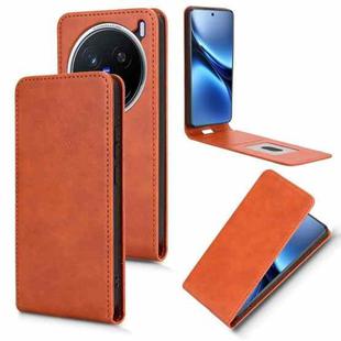 For vivo X200 Pro 5G Magnetic Vertical Flip Leather Phone Case(Brown)