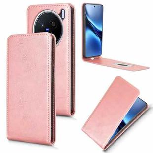 For vivo X200 5G Magnetic Vertical Flip Leather Phone Case(Rose Gold)