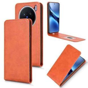 For vivo X200 5G Magnetic Vertical Flip Leather Phone Case(Brown)