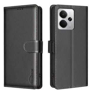 For Realme 14 5G Global Litchi Texture RFID Anti-theft Leather Phone Case(Black)