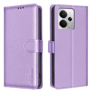 For Realme 14 5G Global Litchi Texture RFID Anti-theft Leather Phone Case(Purple)