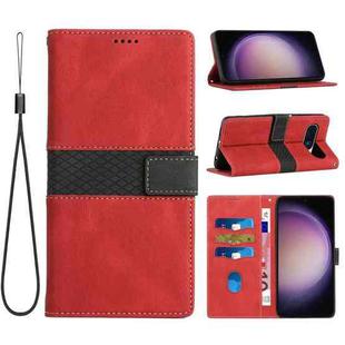 For Google Pixel 9 Pro XL Grid Stitching Leather Phone Case with Lanyard(Red)