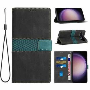 For Google Pixel 9 Pro XL Grid Stitching Leather Phone Case with Lanyard(Black)