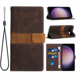 For Google Pixel 8a Grid Stitching Leather Phone Case with Lanyard(Brown)