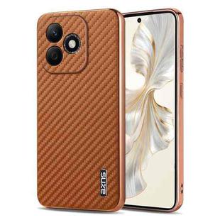 For Honor X60i AZNS Electroplated Edge Carbon Fiber Texture Phone Case(Brown)