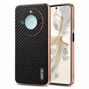 For Honor X60 AZNS Electroplated Edge Carbon Fiber Texture Phone Case(Black)