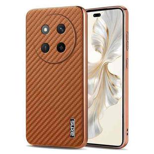 For Honor X60 Pro AZNS Electroplated Edge Carbon Fiber Texture Phone Case(Brown)