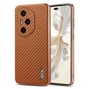 For Honor 300 Pro AZNS Electroplated Edge Carbon Fiber Texture Phone Case(Brown)