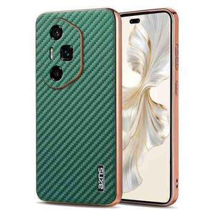 For Honor 300 Ultra AZNS Electroplated Edge Carbon Fiber Texture Phone Case(Green)