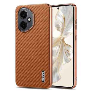 For Honor 400 Global 156.5mm AZNS Electroplated Edge Carbon Fiber Texture Phone Case(Brown)