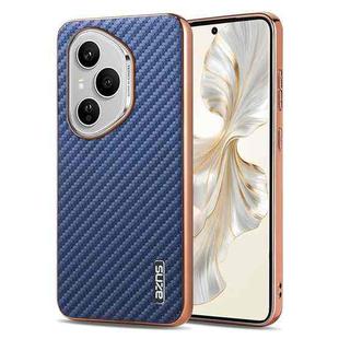 For Honor 400 Pro Global 160.8mm AZNS Electroplated Edge Carbon Fiber Texture Phone Case(Blue)