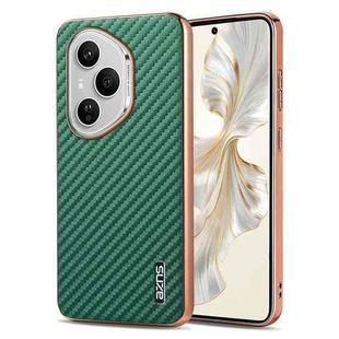 For Honor 400 Pro Global 160.8mm AZNS Electroplated Edge Carbon Fiber Texture Phone Case(Green)