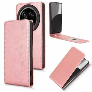 For Sharp Aquos R9 Pro Magnetic Vertical Flip Leather Phone Case(Rose Gold)