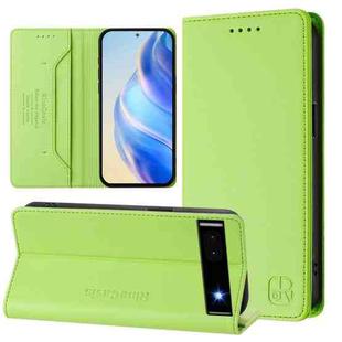 For Google Pixel 6a RC01 Dual-Folded Magnetic Suction RFID Leather Phone Case(Grass Green)