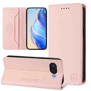 For Google Pixel 9a RC01 Dual-Folded Magnetic Suction RFID Leather Phone Case(Pink)