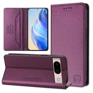 For Google Pixel 8a RC01 Dual-Folded Magnetic Suction RFID Leather Phone Case(Violet)