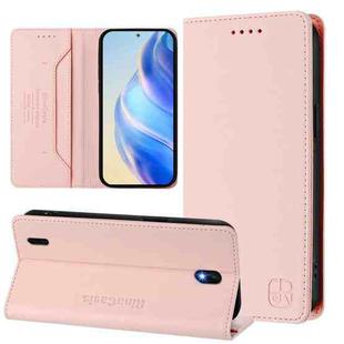 For Nokia C01 Plus / C1 2nd Edition RC01 Dual-Folded Magnetic Suction RFID Leather Phone Case(Pink)