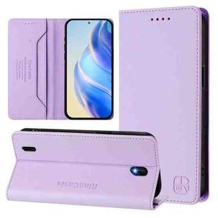 For Nokia C01 Plus / C1 2nd Edition RC01 Dual-Folded Magnetic Suction RFID Leather Phone Case(Light Purple)