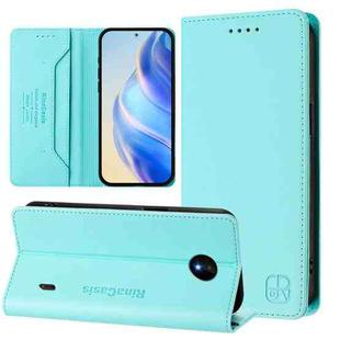 For Nokia C10 / C20 RC01 Dual-Folded Magnetic Suction RFID Leather Phone Case(Mint Green)