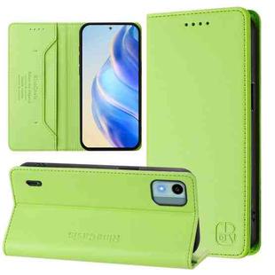 For Nokia C12 RC01 Dual-Folded Magnetic Suction RFID Leather Phone Case(Grass Green)