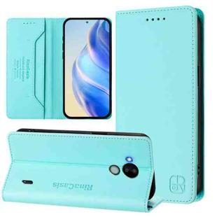 For Nokia C30 RC01 Dual-Folded Magnetic Suction RFID Leather Phone Case(Mint Green)
