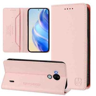 For Nokia C30 RC01 Dual-Folded Magnetic Suction RFID Leather Phone Case(Pink)
