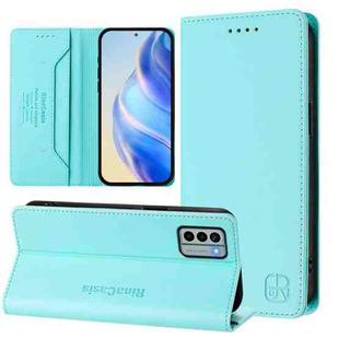 For Nokia G22 RC01 Dual-Folded Magnetic Suction RFID Leather Phone Case(Mint Green)