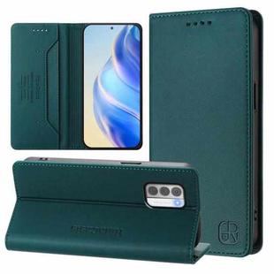 For Nokia G42 / G310 RC01 Dual-Folded Magnetic Suction RFID Leather Phone Case(Dark Green)