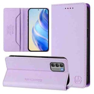 For Nokia G400 RC01 Dual-Folded Magnetic Suction RFID Leather Phone Case(Light Purple)