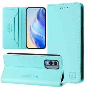 For Nokia X30 5G RC01 Dual-Folded Magnetic Suction RFID Leather Phone Case(Mint Green)