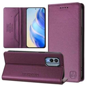For Nokia X30 5G RC01 Dual-Folded Magnetic Suction RFID Leather Phone Case(Violet)