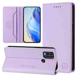For Nokia C22 RC01 Dual-Folded Magnetic Suction RFID Leather Phone Case(Light Purple)