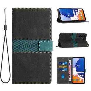 For Samsung Galaxy S25 5G Grid Stitching Leather Phone Case with Lanyard(Black)